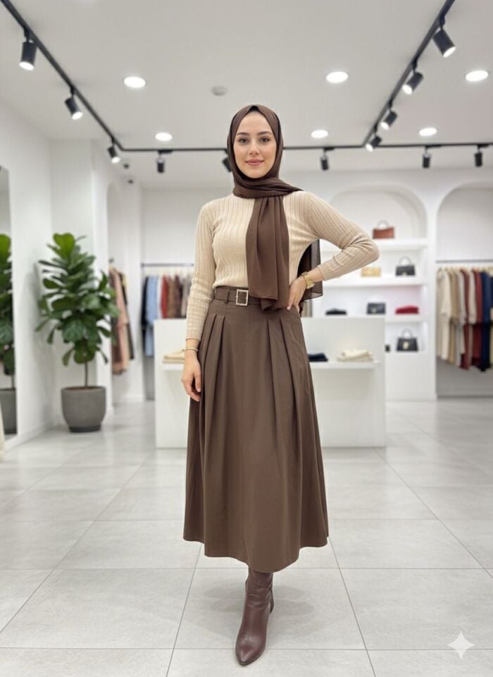 Kotton Etek - Kahverengi