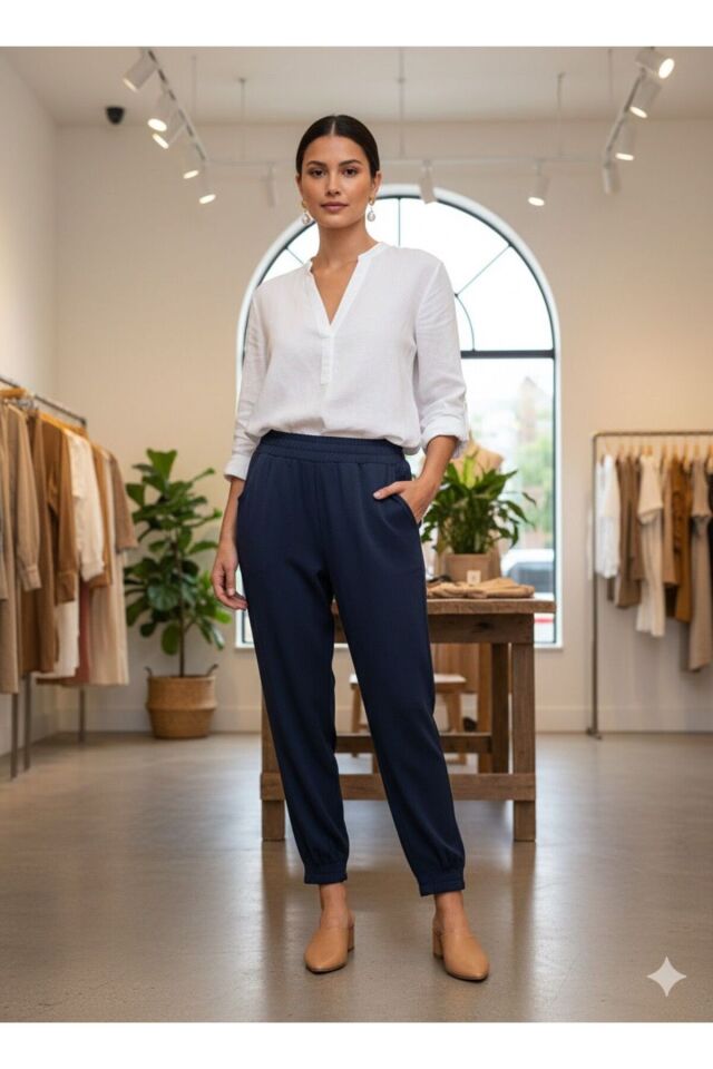 KADIN BELİ LASTİKLİ HAVUÇ MODAL PANTOLON