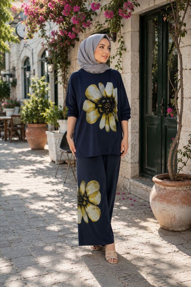 Çiçek Desenli İkili Takım