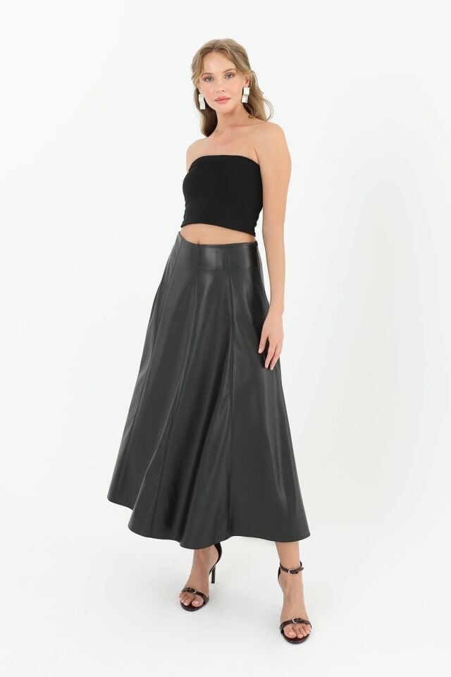 Kadın Suni Deri Çan Etek 18203