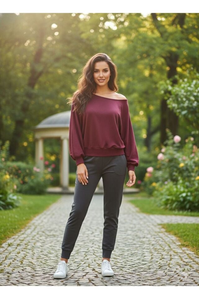 Sweatshirt Kayık Yaka