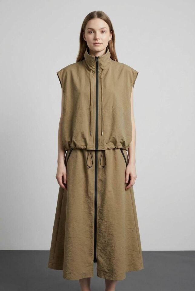 Fermuar Detaylı Yelek Etek Takım