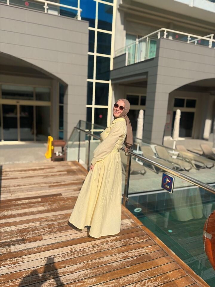 Bel Büzgülü Uzun Elbise