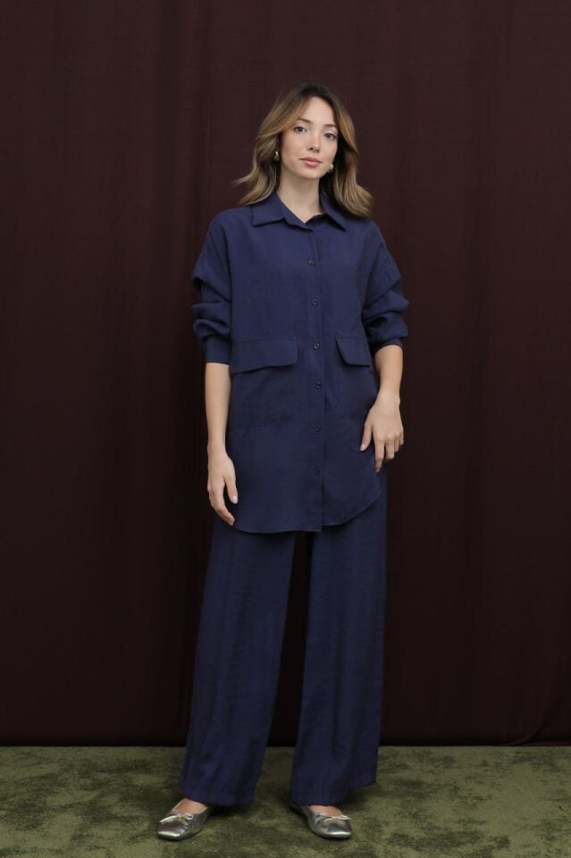 Cep Detaylı Gömlek Pantolon Takım