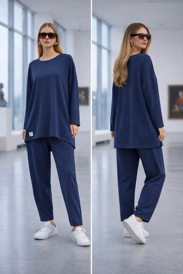 Lacivert Oversize İkili Takım